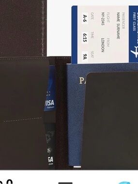 Classic Black Leather Travel Wallet - Compact Passport & Card Holder